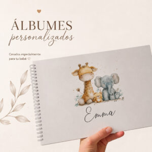 Álbum personalizado para bebé – Jirafa y Elefantito