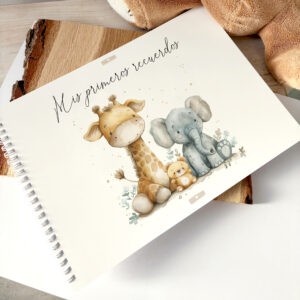 Álbum de fotos para bebé A4 con ilustración de jirafa y elefante