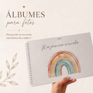 Álbum de fotos para bebé A4 con ilustración de Arcoíris Acuarela