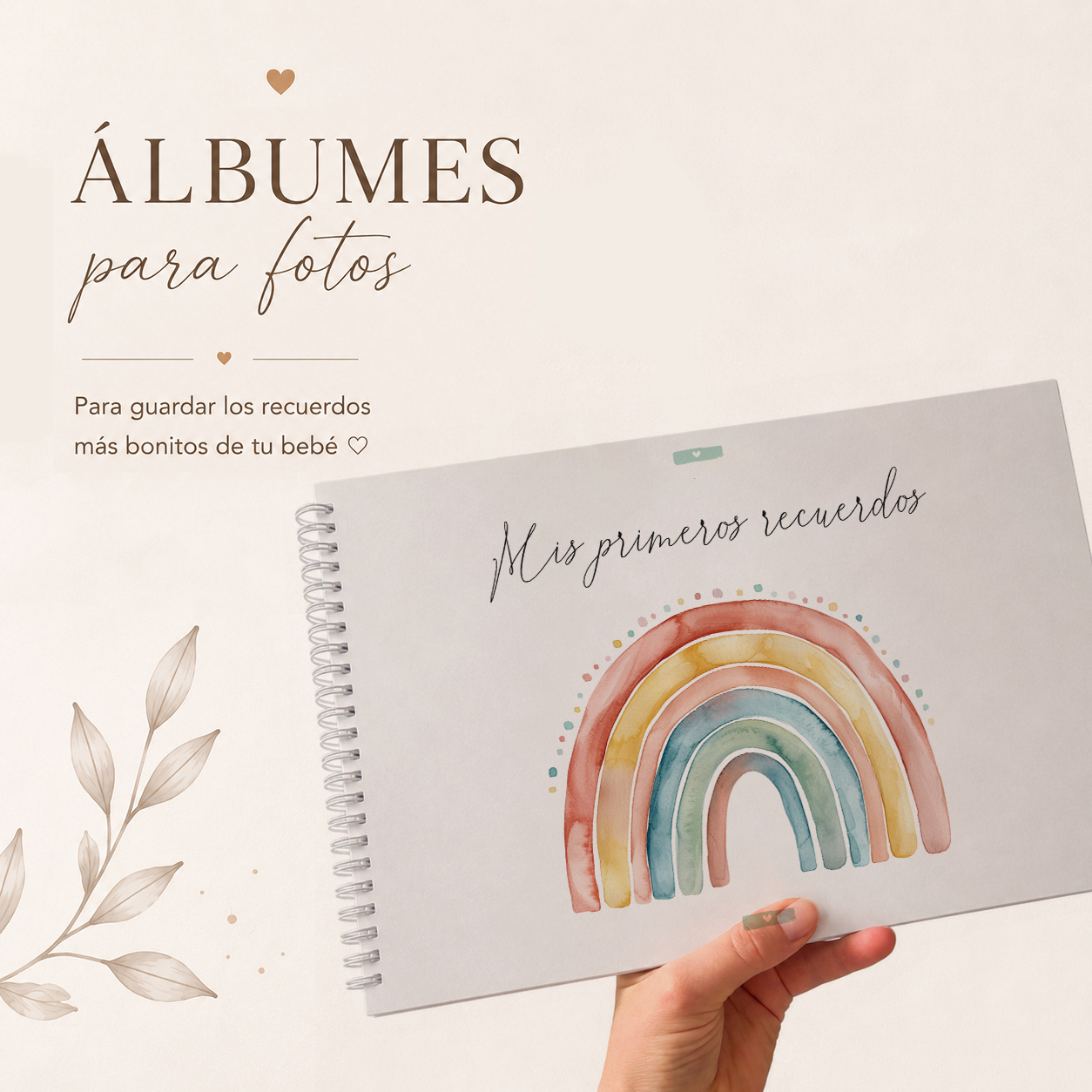 Álbum de fotos para bebé A4 con ilustración de Arcoíris Acuarela