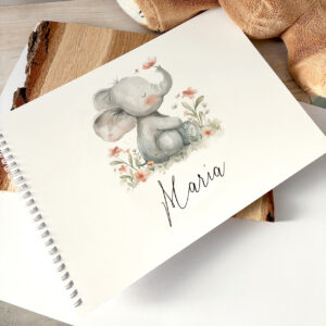 Álbum personalizado para bebé con nombre Elefante Floral