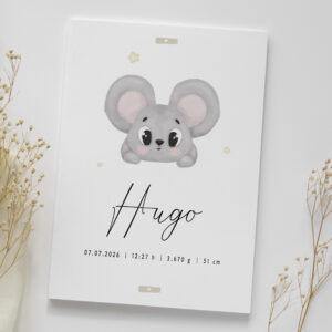 Detalle de la lámina de nacimiento personalizada Ratoncito tierno