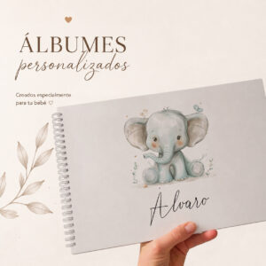 Álbum personalizado para bebé con nombre Dulce Elefante