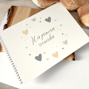 Álbum de fotos para bebé A4 con ilustración de Corazones Azul