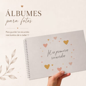 Álbum de fotos para bebé A4 con ilustración de Corazones Rosa