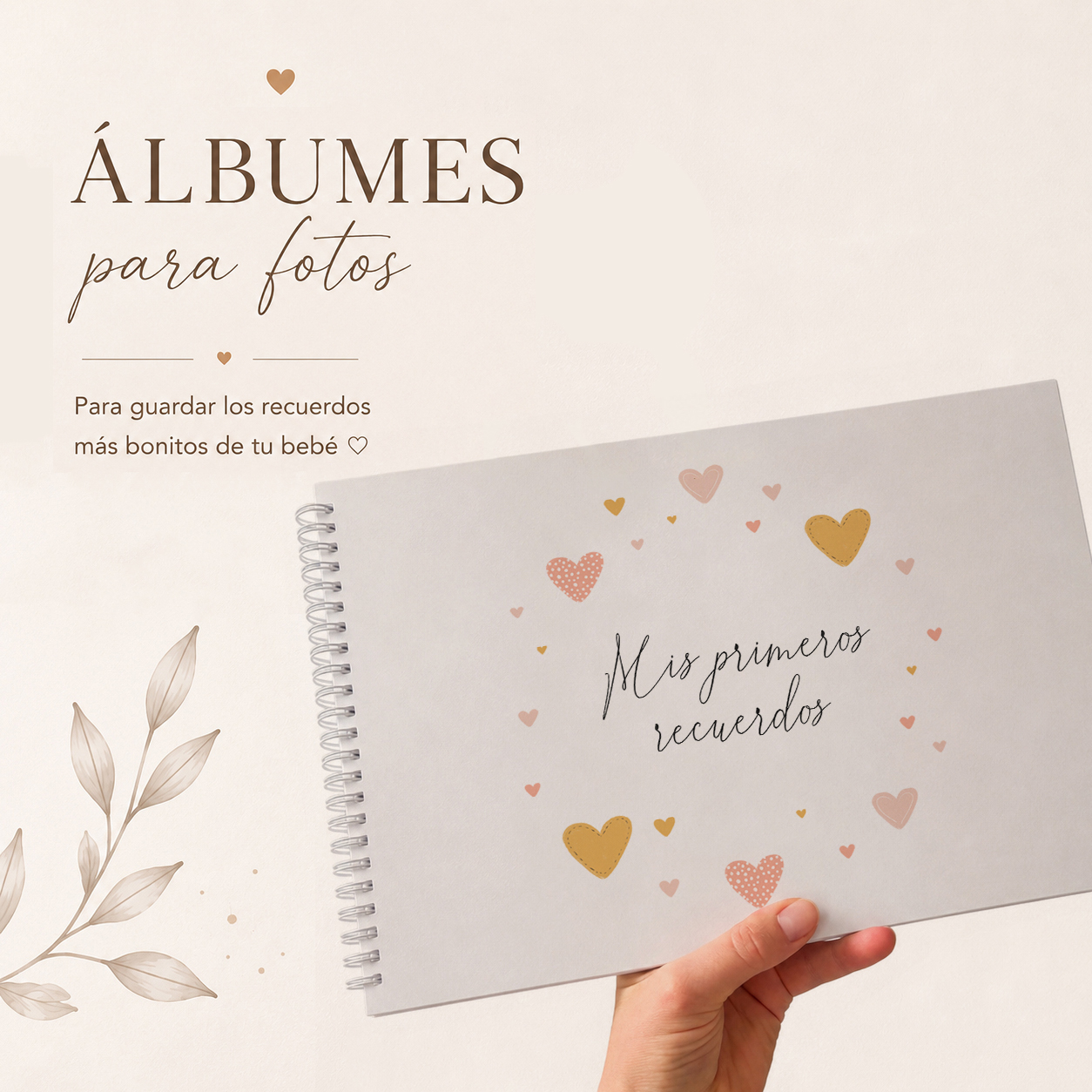 Álbum de fotos para bebé A4 con ilustración de Corazones Rosa