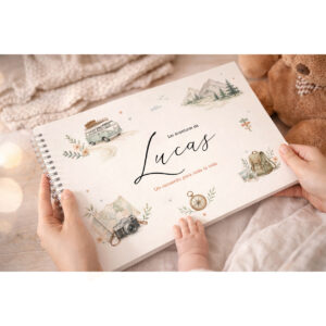 Álbum de viaje personalizado con nombre para guardar recuerdos familiares