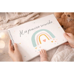 Álbum de fotos para bebé A4 con ilustración de Arcoíris y Corazones