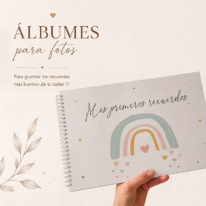Álbum de fotos para bebé A4 con ilustración de Arcoíris y Corazones