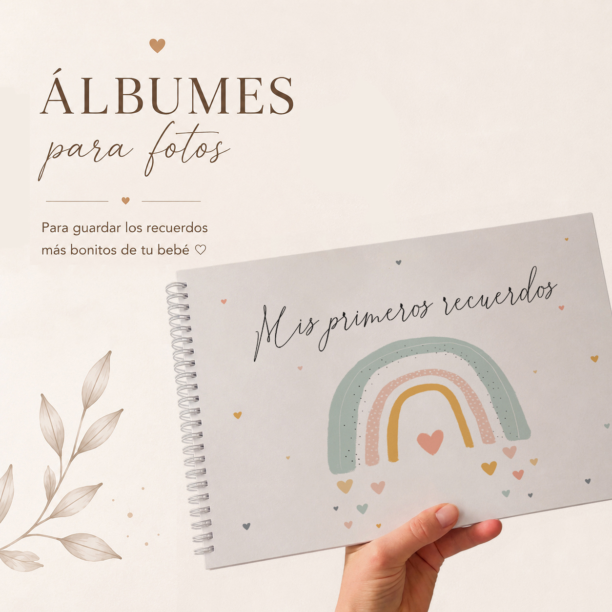 Álbum de fotos para bebé A4 con ilustración de Arcoíris y Corazones