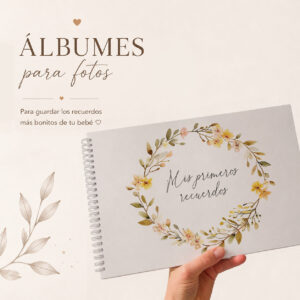 Álbum de fotos para bebé A4 con ilustración de Flores Doradas