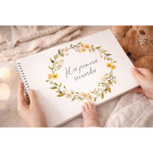 Álbum de fotos para bebé A4 con ilustración de Flores Doradas