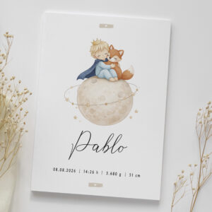 Detalle de la lámina de nacimiento personalizada Pequeño príncipe y zorro